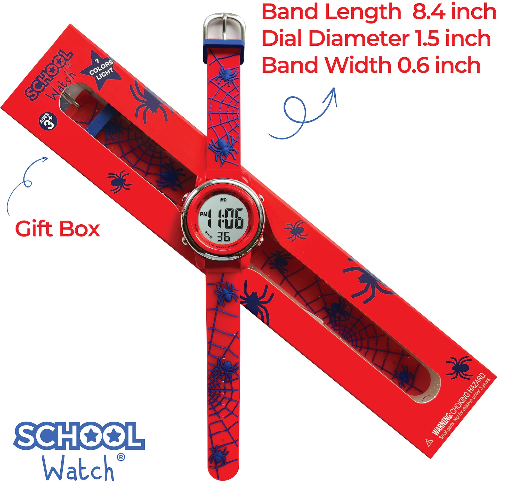 Spider Digital Light Up School Watch Packaging